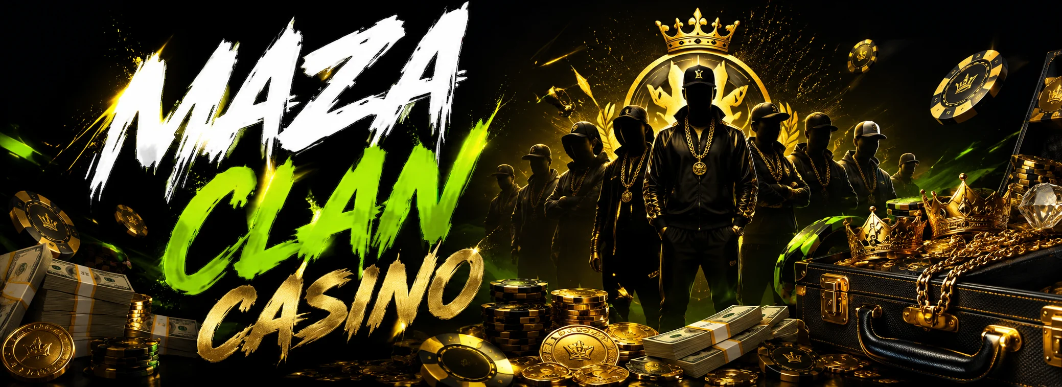 Banner de Maza Clan Casino con el logo del clan y la bienvenida de $7,777 MXN y 7,777 giros gratis